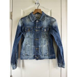 Fishbone Women's Middle Blue Jean Denim Trucker Jacket Size S Small